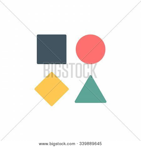 Template Of Simple Geometrical Logo With Triangle, Square Circle And Rhombus In Different Colors. St