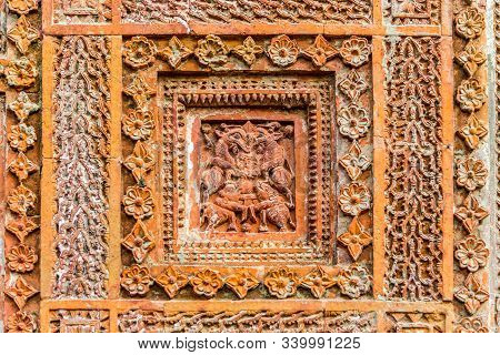 View At The Decoration Of Pancharatna Gobinda Mandir Temple In Puthia - Bangladesh