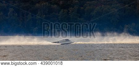 Sport. Motor Boat Races. Speed, Water Sports. Competition On The Water On A Sunny Day