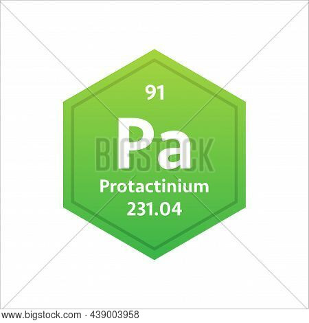 Protactinium Symbol. Chemical Element Of The Periodic Table. Vector Stock Illustration