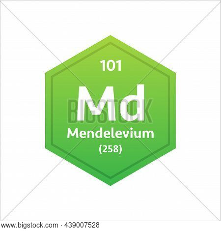 Mendelevium Symbol. Chemical Element Of The Periodic Table. Vector Stock Illustration.