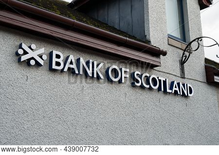 Aviemore, Scotland- Oct 18, 2021: The Sign For Bank Of Scotland In Aviemore