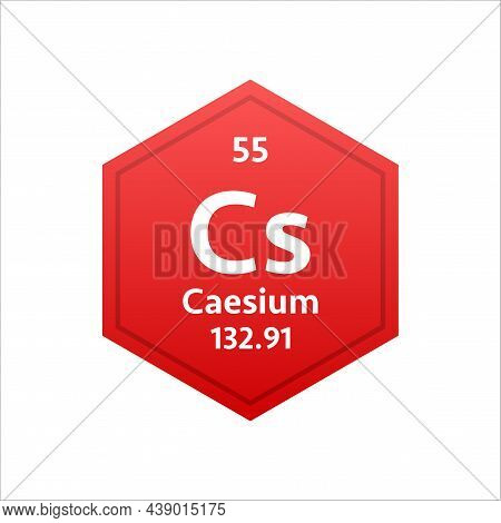 Caesium Symbol. Chemical Element Of The Periodic Table. Vector Stock Illustration.
