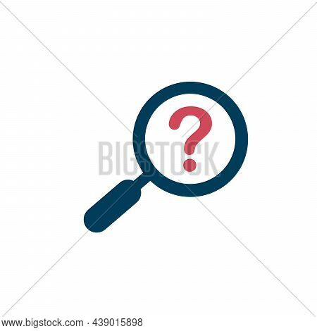 Magnifying Glass With Qestion Mark Inside. Faq Search Icon. Search Looking For Information Loupe Ico