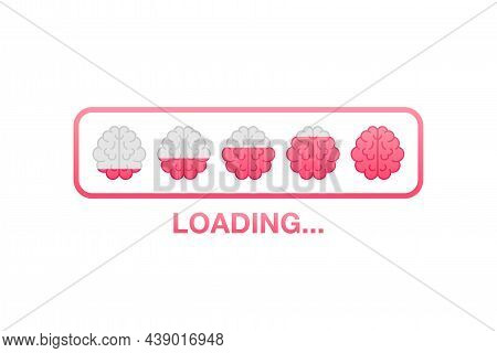 Idea Loading Concept With Idea Brain Processed On A Lightbulb Bar. Vector Stock Illustration.