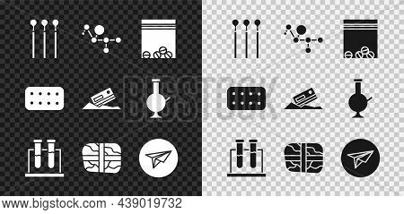 Set Matches, Cannabis Molecule, Plastic Bag Of Drug, Test Tube And Flask, Package With Cocaine, Mess