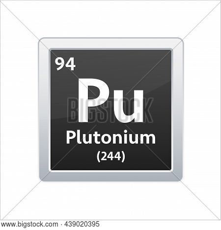 Plutonium Symbol. Chemical Element Of The Periodic Table. Vector Stock Illustration