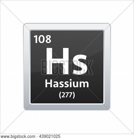 Hassium Symbol. Chemical Element Of The Periodic Table. Vector Stock Illustration