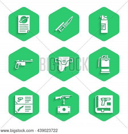 Set Gun In Holster, Buying Assault Rifle, Book With Pistol Or Gun, Hand Smoke Grenade, Weapon Catalo