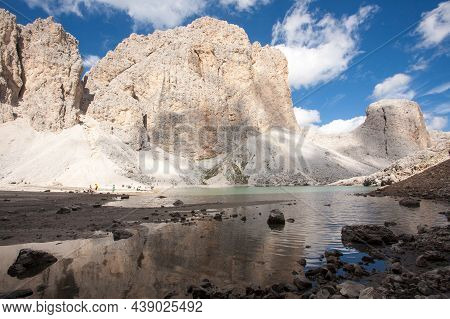 Antermoia Lake Landscape, Catinaccio Group, Italian Dolomites Landscape