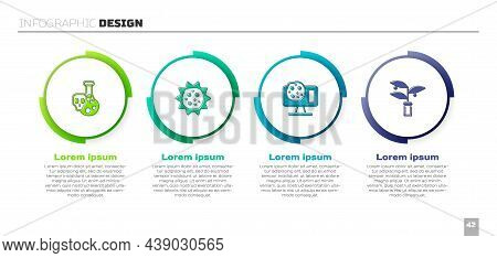 Set Test Tube With Toxic Liquid, Virus, Genetic Engineering And Plant Breeding. Business Infographic