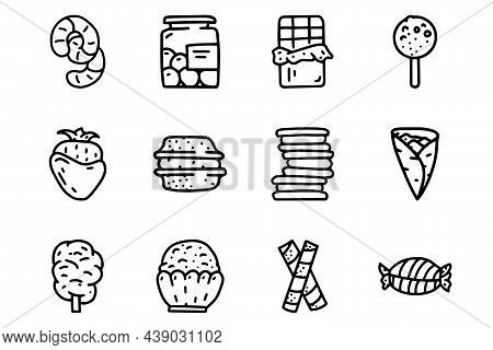 Sweets Line Vector Doodle Simple Icon Set