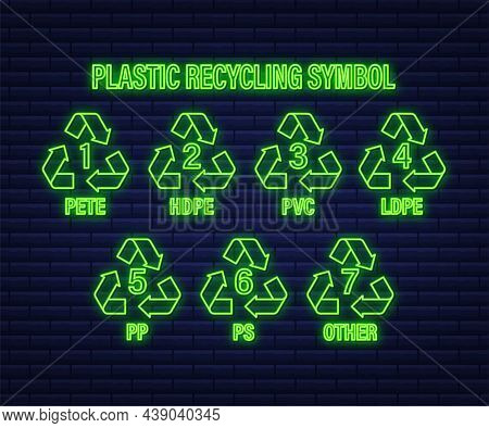 Recycle Neon Icon Symbol Vector. Plastic Recycling, Great Design For Any Purposes. Recycle Recycling