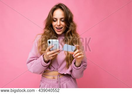 Photo Shot Of Young Beautiful Attractive Cute Surprised Happy Curly Blonde Woman Wearing Trendy And 