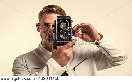 Camera That Puts A World Of Possibilities At Your Fingertips Literally. Young Photographer Isolated 