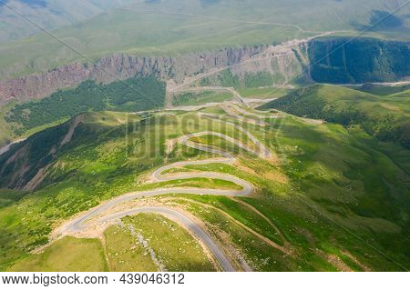 A Wonderful Mountain Road With A Serpentine In The North Caucasus From The Narzan Valley To Dzhily-s