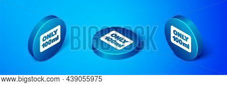Isometric Liquids In Carry-on Baggage Icon Isolated On Blue Background. Airport Rules. Blue Circle B