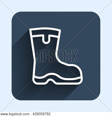 White Line Fishing Boots Icon Isolated With Long Shadow Background. Waterproof Rubber Boot. Gumboots