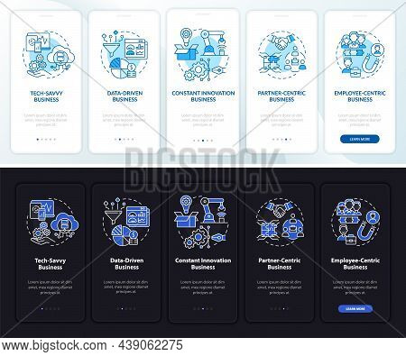 Profitable Business Model Onboarding Mobile App Page Screen. Company Structure Walkthrough 5 Steps G