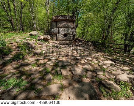 The North Caucasus. Megalithic Dolmen In The Valley Of The River Zhane.