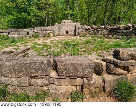 The North Caucasus. Megalithic Dolmen In The Valley Of The River Zhane.