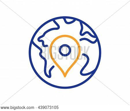 Map Pin Line Icon. Trip Point Sign. Journey Location Pointer Symbol. Colorful Thin Line Outline Conc
