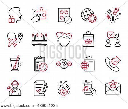 Vector Set Of Business Icons Related To Online Buying, People Voting And Quiz Test Icons. Fireworks 