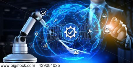 Standard Quality Control Assurance Certificate. Business Industrial Technology Concept. Cobot 3d Ren