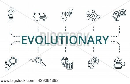 Evolutionary Icon Set. Collection Of Simple Elements Such As The Sensorimotor Skill, Big Data, 13, A