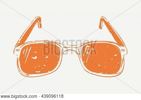 Orange sunglasses printmaking in cute design element