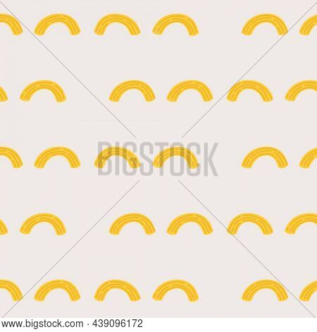 Macaroni pasta food pattern background in greige cute doodle style