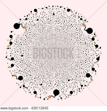Bomb Ignition Festive Globula. Object Pattern Organized From Scattered Bomb Ignition Symbols As Fest