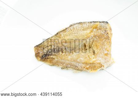 Deep Fried Trichogaster Pectoralis Fish On White Background.