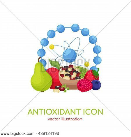 Antioxidant Icon. Vector Illustration For Super Foods Advertising, Wellness Apps. Healthy Eating, An