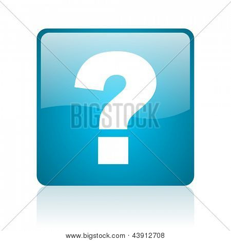 Fragezeichen blaue Quadrat Web glossy icon