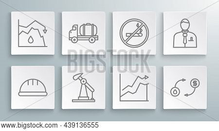 Set Line Worker Safety Helmet, Tanker Truck, Oil Pump Pump Jack, Price Increase, Exchange, No Smokin