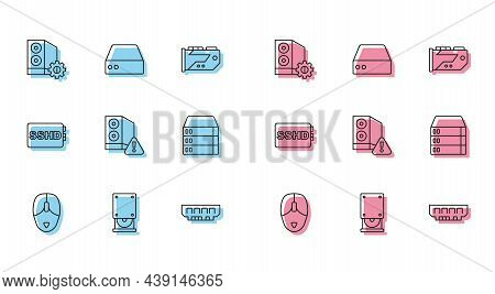 Set Line Computer Mouse, Optical Disc Drive, Case Of Computer, Ram, Random Access Memory, Server, Da