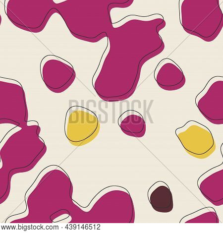 Seamless Abstract Organic Blog Shapes In Various Colors With Offset Outline Surface Pattern Design F