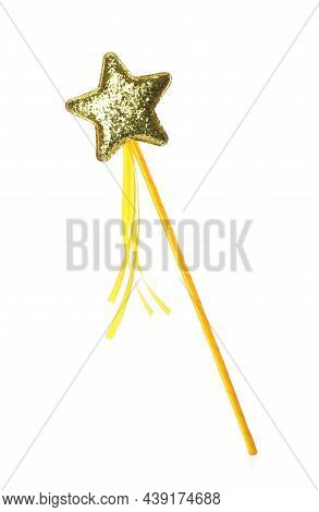 Beautiful Golden Magic Wand Isolated On White