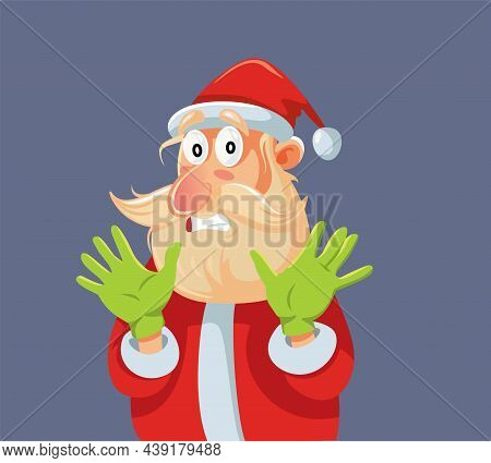 Cringe Face Santa Claus Refusing And Denying Vector Cartoon