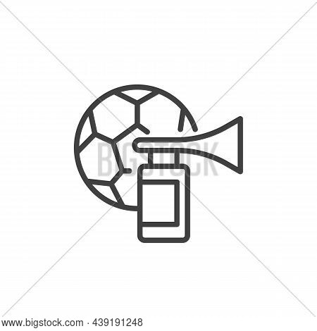 Soccer Air Horn Line Icon. Linear Style Sign For Mobile Concept And Web Design. Football Ball And Ai