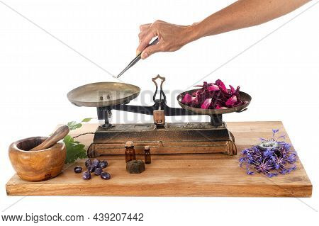 Roberval Balance In Front Of White Background