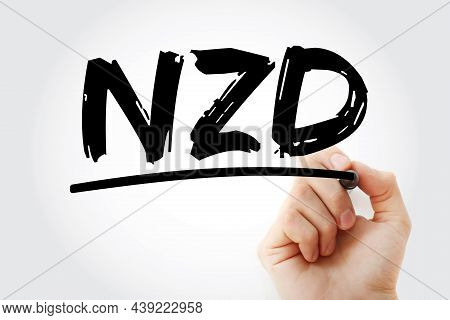 Nzd - New Zealand Dollar Acronym With Marker, Concept Background