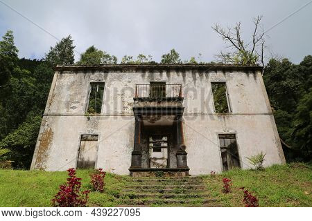 Ruins Of Ancient Villa In The Grena Park, Sao Miguel Island, Azores. High Quality Photo