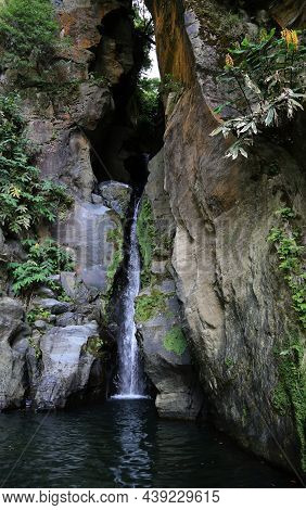 Salto Do Cabrito Waterfall, Sao Miguel, Azores. High Quality Photo
