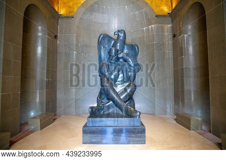 Lovchen, Montenegro - October 4, 2021: Njegos Statue Inside A Crypt In A Mausoleum, Created By Famou
