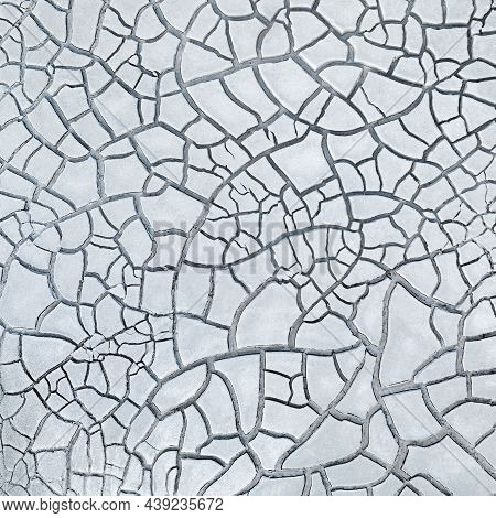 Cracked White Clay, Dried Lakebed Surface Texture
