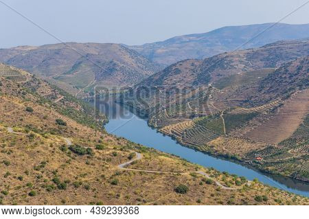 River Douro next to the mouth of the river Coa. Vila Nova de Foz Coa Municipality. Douro Region.