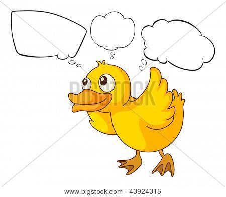 Illustration af en baby ænder tænker på en hvid baggrund