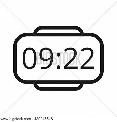 Black Wrist Watch. Electronic Clock In Flat